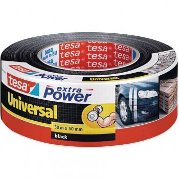 TESA Extra Power Universal Cinta Americana Adhesiva Versátil Resistente 50mm x 50m Negra