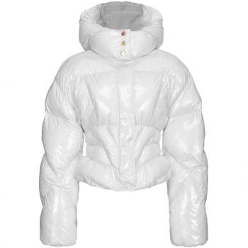 Pinko Women's White Clear Nylon Down Jacket with Shiny Finish, Size S