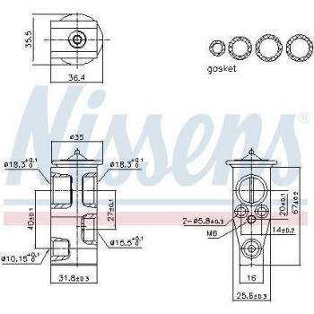 Válvula de expansión NISSENS 999444 para aire acondicionado, compatible con sistemas de refrigeración, fabricada en materiales duraderos, diseñada para un rendimiento óptimo y eficiente en la regulación del flujo de refrigerante