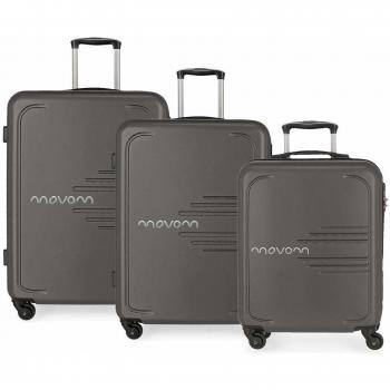 Movom Flash Juego de maletas Gris 55/69/79 cms Rígida ABS Cierre combinación 242L 4 Ruedas Equipaje de Mano