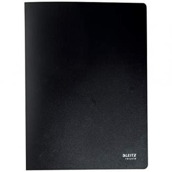 Leitz Carpeta de Fundas A4, Incluye 40 Fundas de Plástico Fijadas al Interior, Capacidad para 80 Hojas, 100% Reciclable, Respetuoso con el Medio Ambiente, Gama Recycle, Negro, 46770095