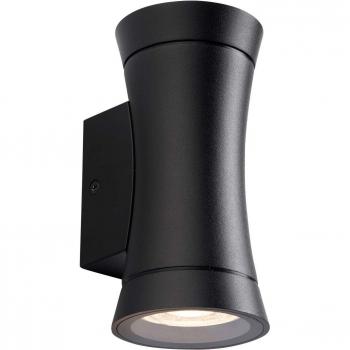 Lámpara de jardín Camber Glass, fundición de aleación de aluminio, color negro texturizado, 2 bombillas, dimensiones 14,8 cm, regulable, aplique de pared exterior IP44