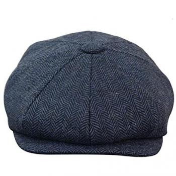 Infinity Leather Blue Tweed Gatsby Flat Cap for Men - Size Large