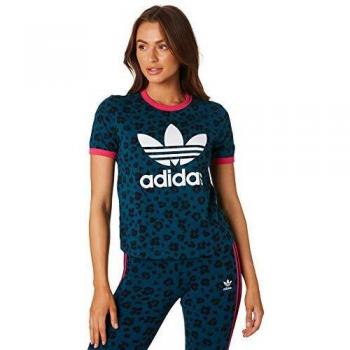 adidas AOP tee Camiseta de Manga Corta, Mujer, Tech Mineral/Black, 34