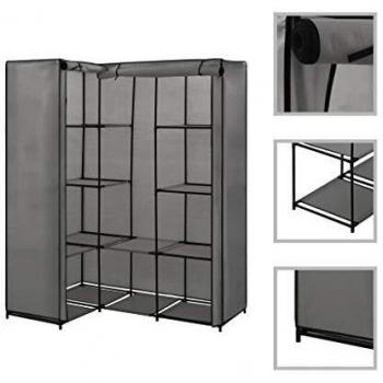 SengentoStyle Hoekkledingkast 130x87x169 cm grijs