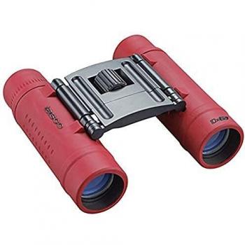Tasco Essentials 10 x 25 mm Compact Binocular, 168125R. BK-7 Roof Prism Binocular with Anti-reflection Coatings. Red.