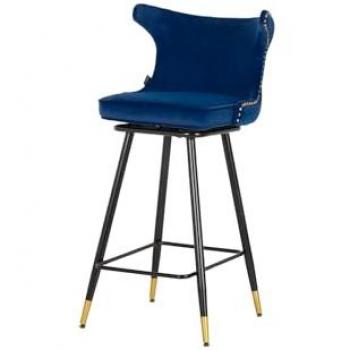 Taburete de Bar Velvet Azul Clinton 46x53x105 cm - Diseño Moderno y Alta Calidad