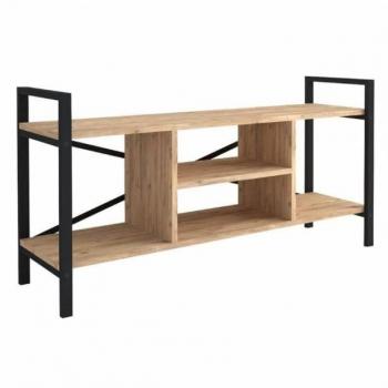 Mueble TV para Salón Rus 4 Huecos Negro y Roble Safir 120x63x37 Cm