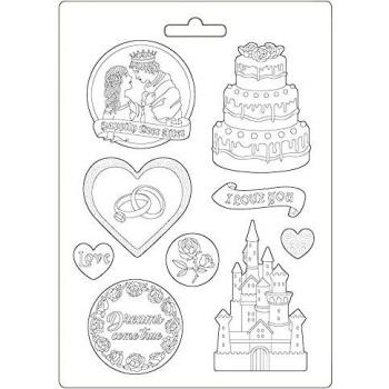 Stamperia International Soft Mould-Sleeping Beauty Castle and Cake Molde Suave-Castillo de Belleza Durmiente y Pastel, Caucho, Varios, A4