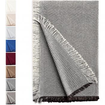 EIFFEL TEXTILE Plaid Multiusos Espiga Chocolate - Mantas y Fundas Decorativas para Sofá, Cama y Chaise Longue