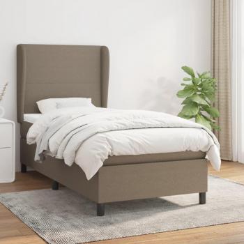 Bastidor de cama box spring con colchón Tortera 100x200 cm en tela gris taupe