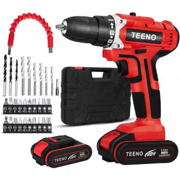 TEENO 20V Taladro Atornillador Bateria, 2 Baterías