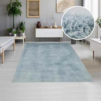 Alfombra shaggy rectangular azul chic 240x340 pelo largo sintético hecha a mano