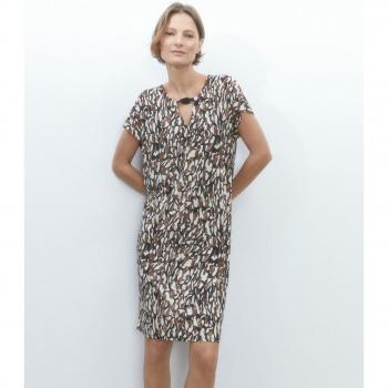 Vestido largo túnica Woman El Corte Inglés - Diseño elegante, tejido ligero, corte fluido, estampado floral, manga larga, escote en V