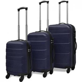 vidaXL Juego de Maletas Rígidas 3 Piezas Azul ABS Duradero Trolleys Equipaje