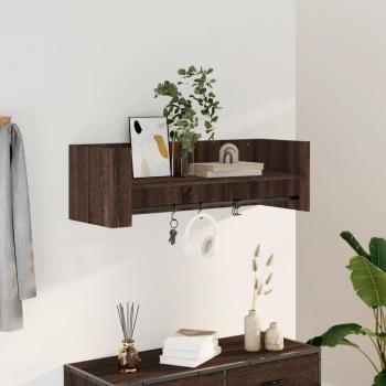 Estante de pared de madera multicapa en color roble marrón, dimensiones 100x35x30,5 cm