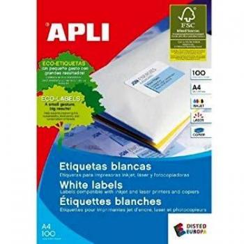 ETIQUETA ADHESIVA APLI 1278 TAMAÑO 105X57 MM PARA FOTOCOPIADORA LASER INK-JET CAJA CON 100 HOJAS DIN A4