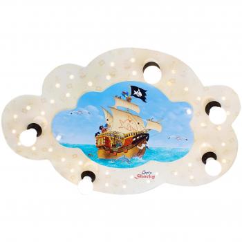 Plafón Infantil en Forma de Nube Capt'n Sharky con 5 LEDs E14, Color Beige