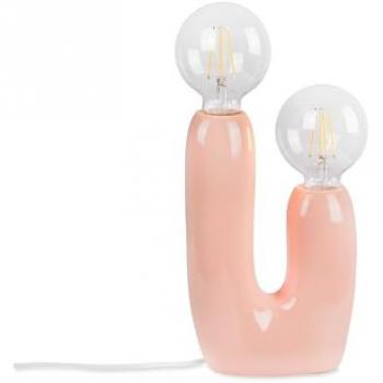 Lámpara de Mesa LED Moderna Cactus de Resina Rosa Pastel con Portalámparas E27 para Habitaciones Infantiles
