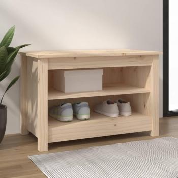 Banco zapatero de madera de pino maciza 70x38x45,5 cm color natural, blanco y gris