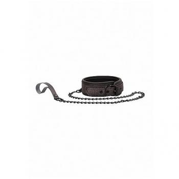 Collar y Correa Elegante de Cuero Gris Titanio