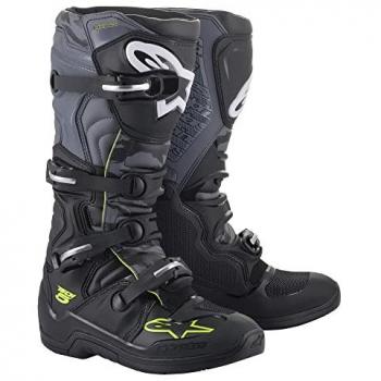 Alpinestars Botas de Motocross Tech 5 Negro-Gris-Amarillo, características: diseño ergonómico, construcción en microfibra y materiales sintéticos, protección en tobillos y espinillas, suela de goma