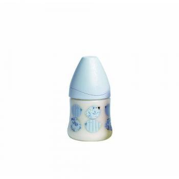 Suavinex Wide Neck Blue Baby Bottle 150ml with Anatomical Latex Nipple and 3 Positions