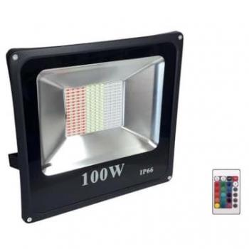 Faro Proyector LED 100W RGB Multicolor Exterior IP66 220V con Control Remoto