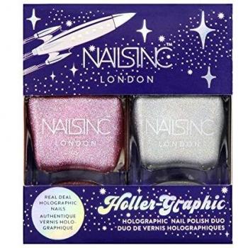 Nails Inc - Esmaltes de uñas holográficos bicolor.