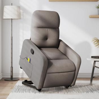 Sillón reclinable de masaje elevable en tela gris taupé vidaXL