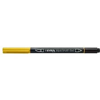 Rotulador Lyra Aqua Brush Doble Punta 2/4 mm - Pack de 5 Unidades - Color Amarillo Cromo Oscuro