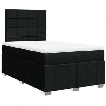 Cama box spring con colchón de muelles en tela negra 120x190 cm