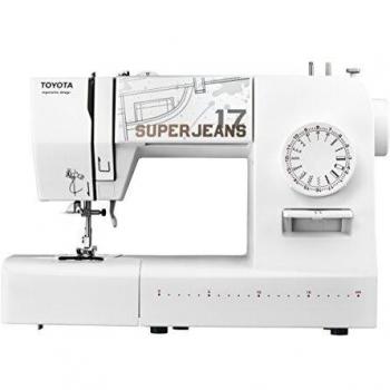 Toyota SUPERJ17W Super Jeans - Máquina de coser, 17 programas, hasta 12 capas, 65 W, blanco
