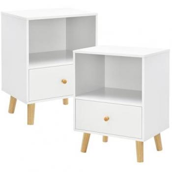 Set de 2 Mesas Auxiliares Sundsvall con Cajón y Compartimento Abierto - Blanco