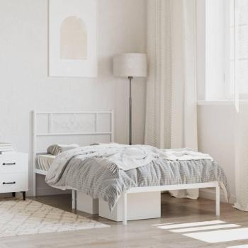 Cama de metal con cabecero blanco 100x190 cm