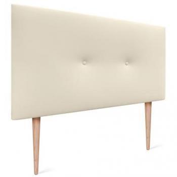 Cabecero de Polipiel Acolchado Liso con Botones y Patas 110x105cm - Vainilla, para Camas 80/90/105 cm, Diseño Moderno