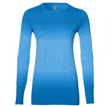 Asics Fuzex Seamless LS Camiseta de Manga Larga, Mujer, Azul