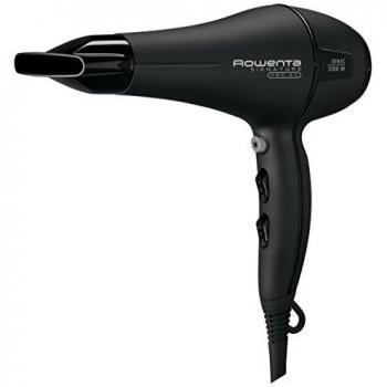 Rowenta Signature Pro Ac CV7810 - Secador de pelo profesional de 2200 W con motor AC profesional, sistema iónico, 2 posiciones de velocidad, boquilla concentradora y cable extralargo, Color Negro