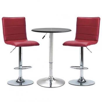 vidaXL Set Mesa Alta y Taburetes de Bar 3 Piezas Cuero Sintético Hogar Jardín Salón Cocina Bricolaje Decoración Diseño Estilo Mobiliario Muebles Negro