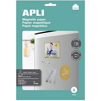 APLI 17169 - Papel magnético imprimible con 3 hojas