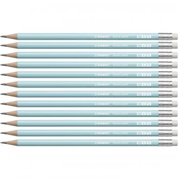 Lápices de Grafito con Goma Stabilo Swano Mina 2.2 mm Dureza HB Color Azul Pastel