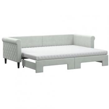 Sofá cama nido con colchón terciopelo gris claro 80x200 cm