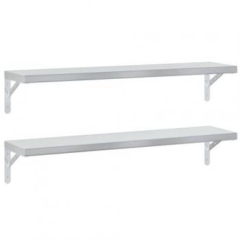 Estantes de pared 2 piezas 100x23,5 cm Acero inoxidable plateado