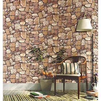 Papel Pintado Texturizado Imitación Muro de Piedra Rústico - Harold Cross 122369 - Rollo 10 m x 0,53 m