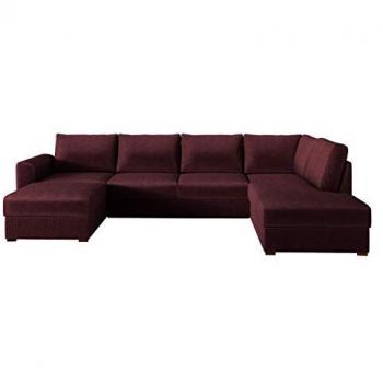 Sofá rinconero Comfivo 261, Rosa, Función de descanso, Caja de ropa de cama, 305 x 188 x 85 cm