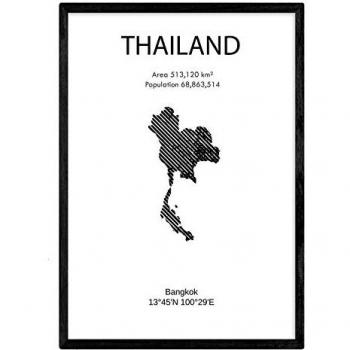 Póster de Tailandia - Lámina Sin Marco A4 de Países y Continentes del Mundo