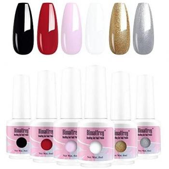 Bimatfrey Esmaltes de Uñas, Esmaltes en Gel Uñas UV LED, 6pcs Kit de Esmaltes Semipermanentes para Uñas, Kit de Esmaltes de Uñas en Gel Soak，Set de Regalo de Uñas de Gel de Colores