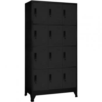 Taquilla de acero negro 90x45x180 cm con cerradura, dimensiones 90x45x180 cm (35.4 x 17.7 x 70.9 pulgadas), ideal para almacenaje, fabricada en acero resistente