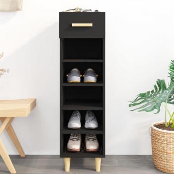 Zapatero negro de madera multicapa 30x35x105 cm