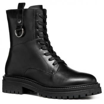 Botines Geox Iridea Mujer Negro Marrón, impermeables, con suela de goma antideslizante, plantilla acolchada, diseño elegante y cierre con cremallera